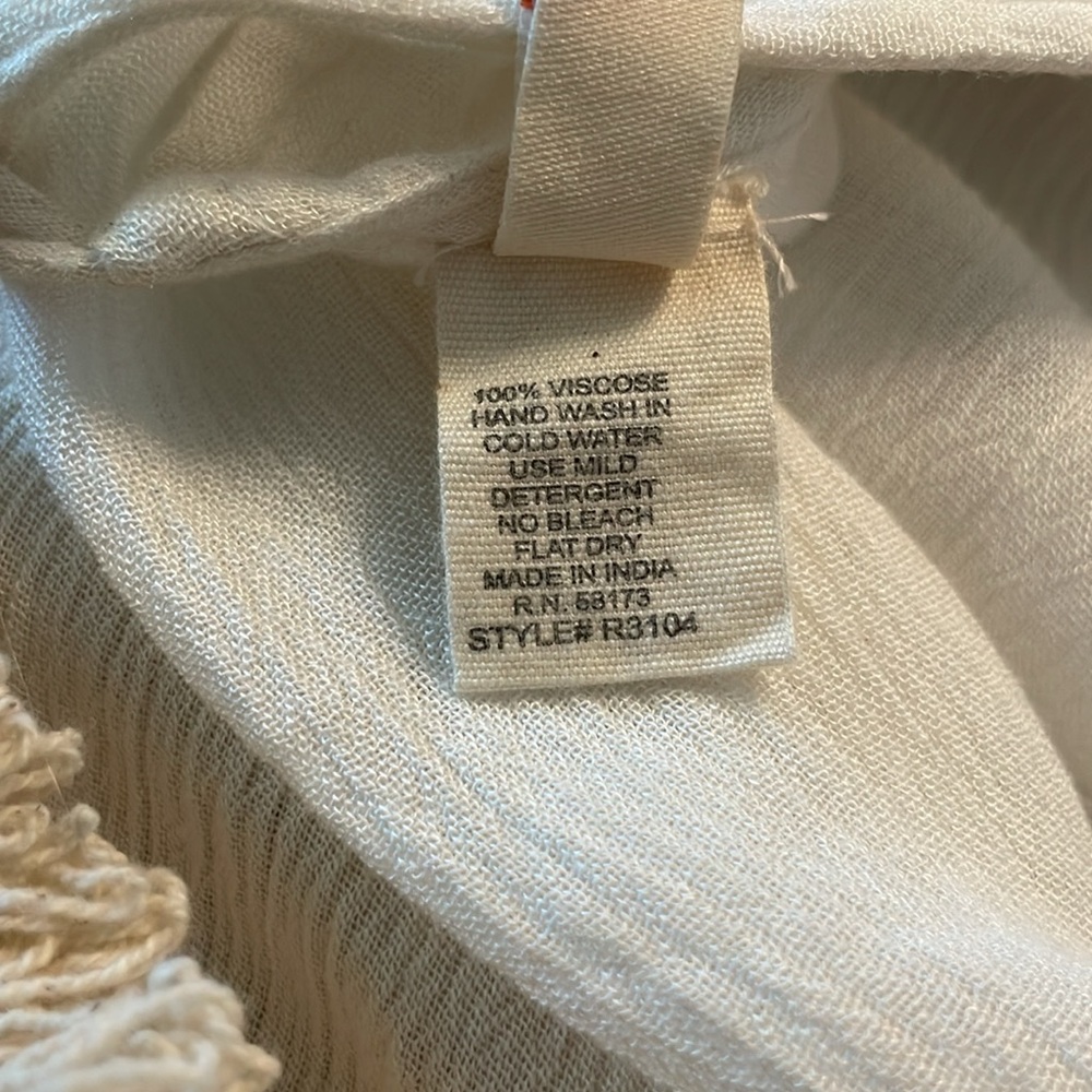 RAGA Bohemian Cream Bell Sleeve Pullover FringeTunic! Swim Coverup NWT.  Large - Picture 11 of 14